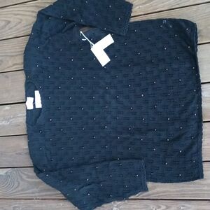 Marisa Christina II black crocheted sweater size 2X